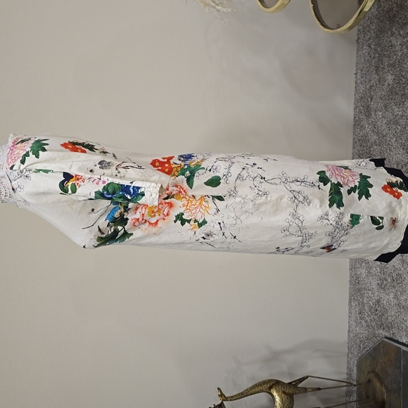 Zara Womens Boat Neck Floral Cotton Dress Sz L - Picture 3 of 8